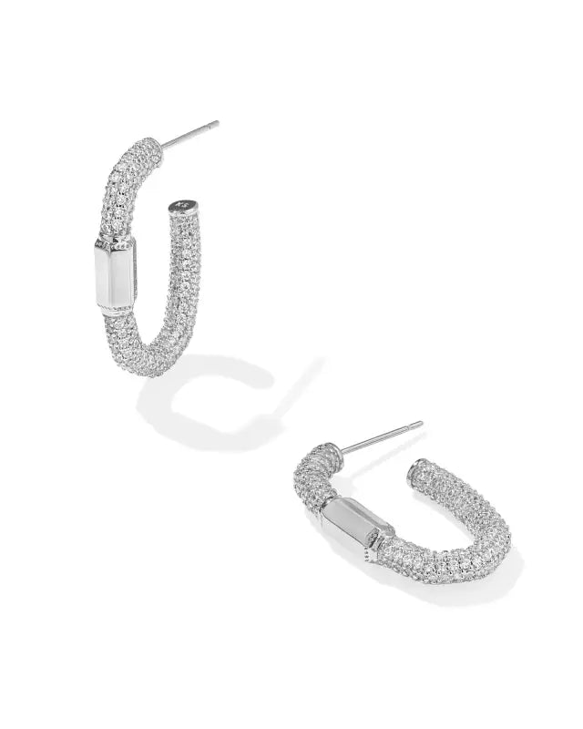 Emery Hoop Earrings in White Crystal