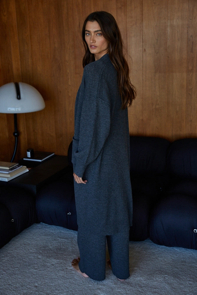Charcoal Long Knit Cardigan