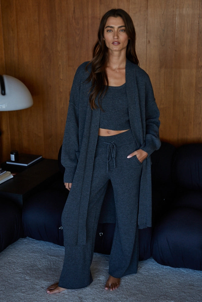 Charcoal Long Knit Cardigan