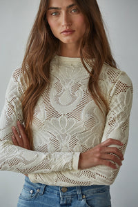 Long Sleeve Stretch Lace Top