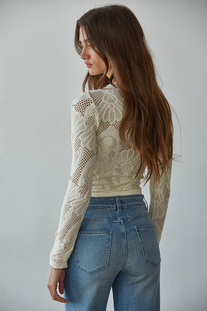 Long Sleeve Stretch Lace Top