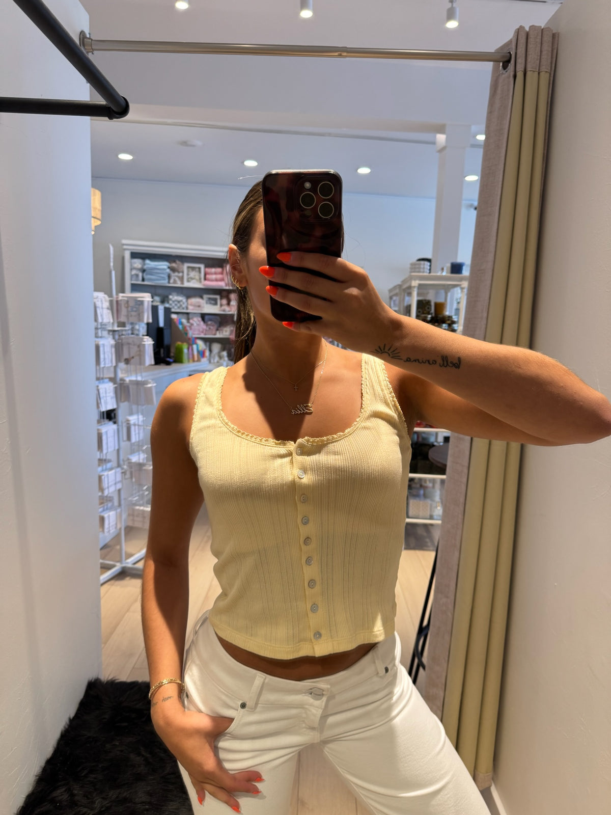 Lainey Pointelle Tank Lemon Chiffon