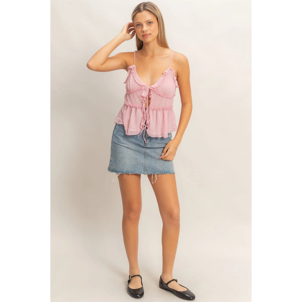 Layered Tie-Front Camisole Top