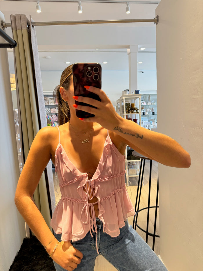 Layered Tie-Front Camisole Top