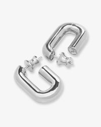 Lil' Frankie Chain Huggies in Silver