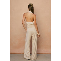 Linen Collared Halter Jumpsuit