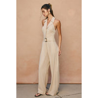 Linen Collared Halter Jumpsuit