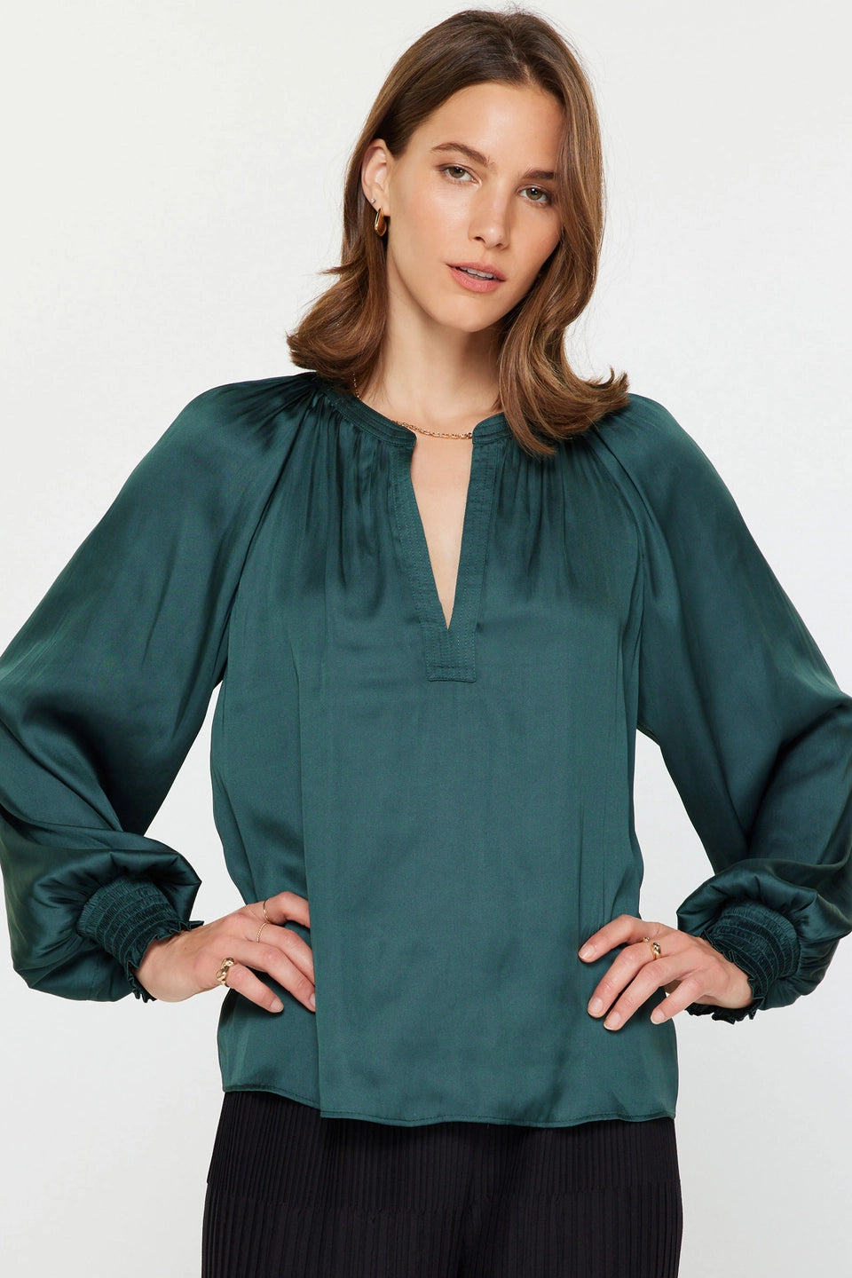 Silky V Neck Blouse
