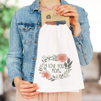 Love You Floral Wreath Tea Towel