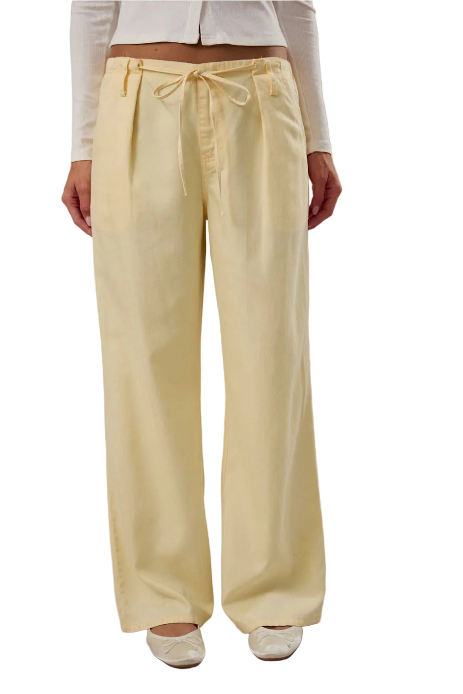 Low Rise Pleated Pants