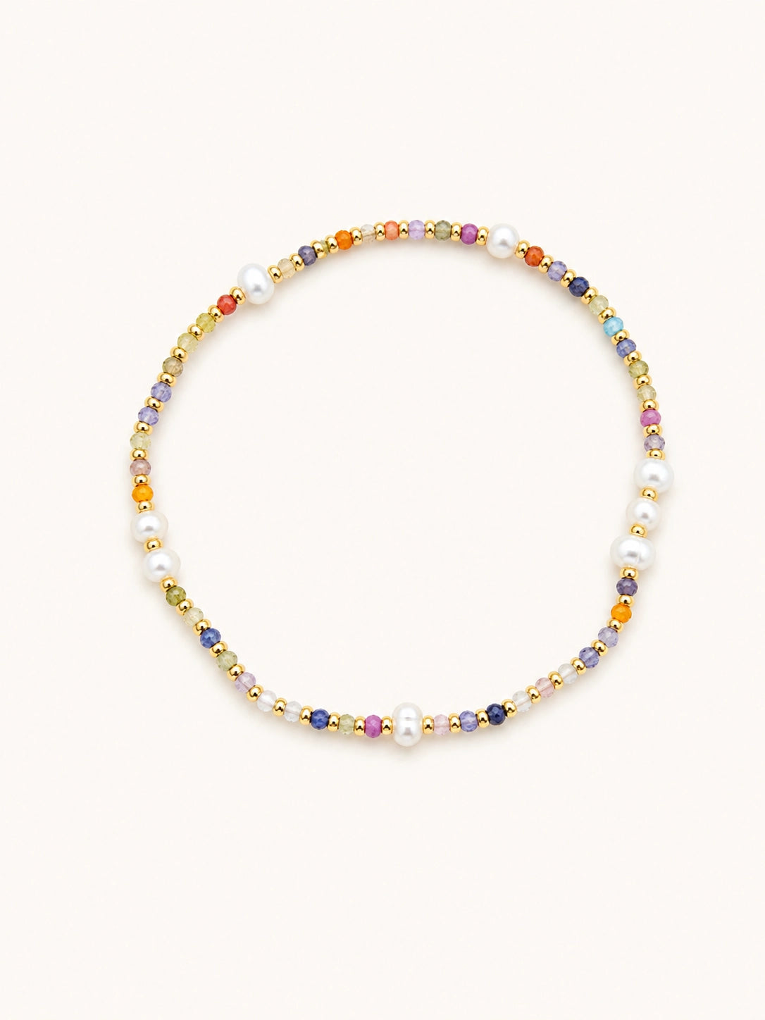 Melon Bead and Pearl Elastic Bracelet
