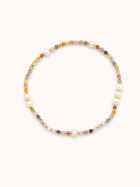Melon Bead and Pearl Elastic Bracelet