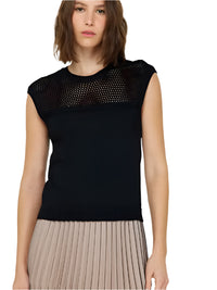 Mesh Detail Sweater Tank Top