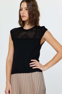 Mesh Detail Sweater Tank Top