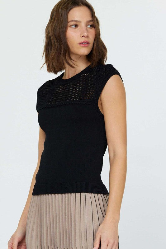 Mesh Detail Sweater Tank Top