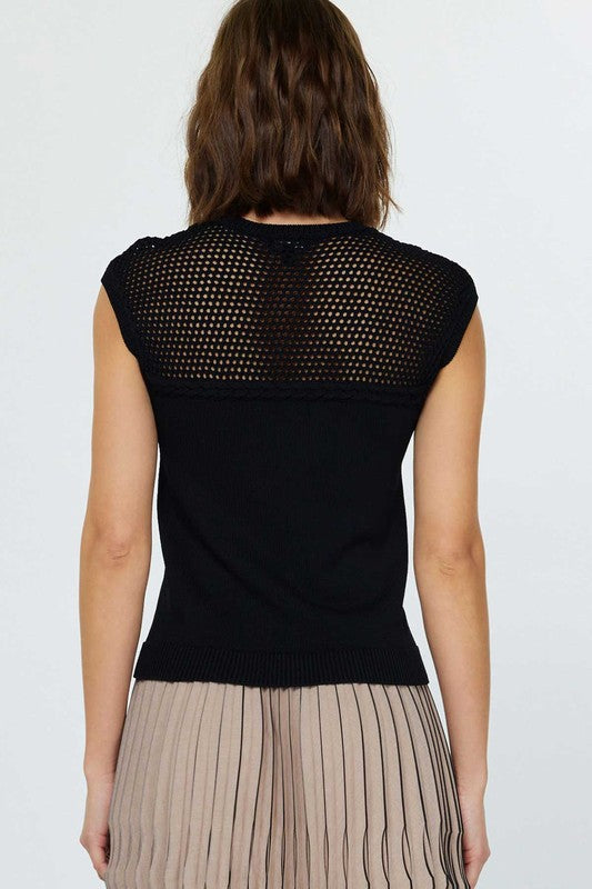 Mesh Detail Sweater Tank Top