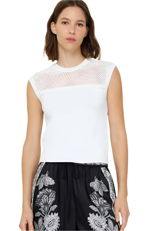 Mesh Detail Sweater Tank Top