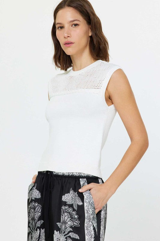 Mesh Detail Sweater Tank Top