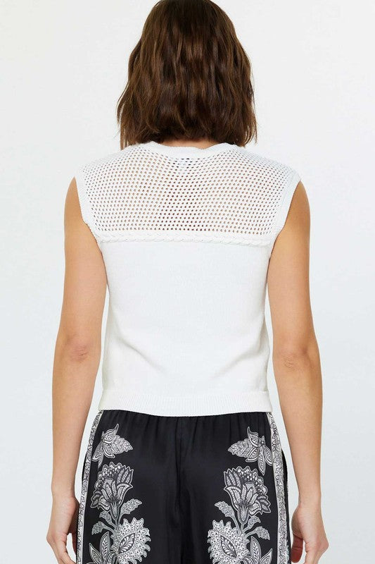 Mesh Detail Sweater Tank Top