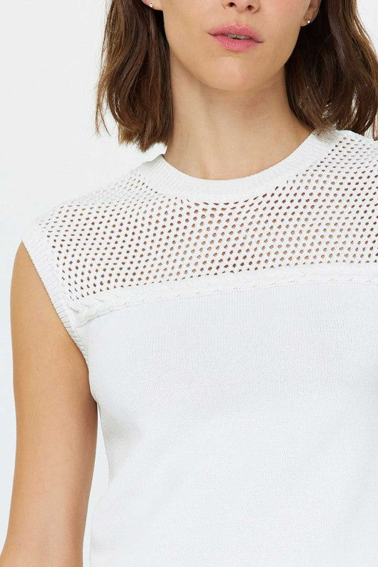 Mesh Detail Sweater Tank Top