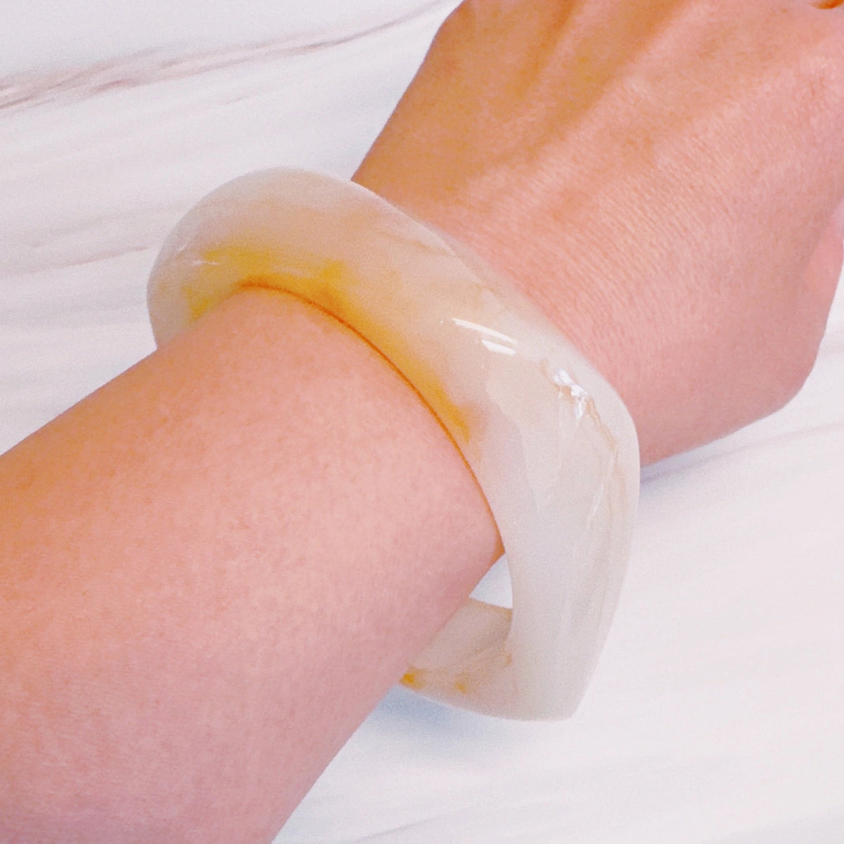 Modern Retro Sculpted Square Resin Bangle