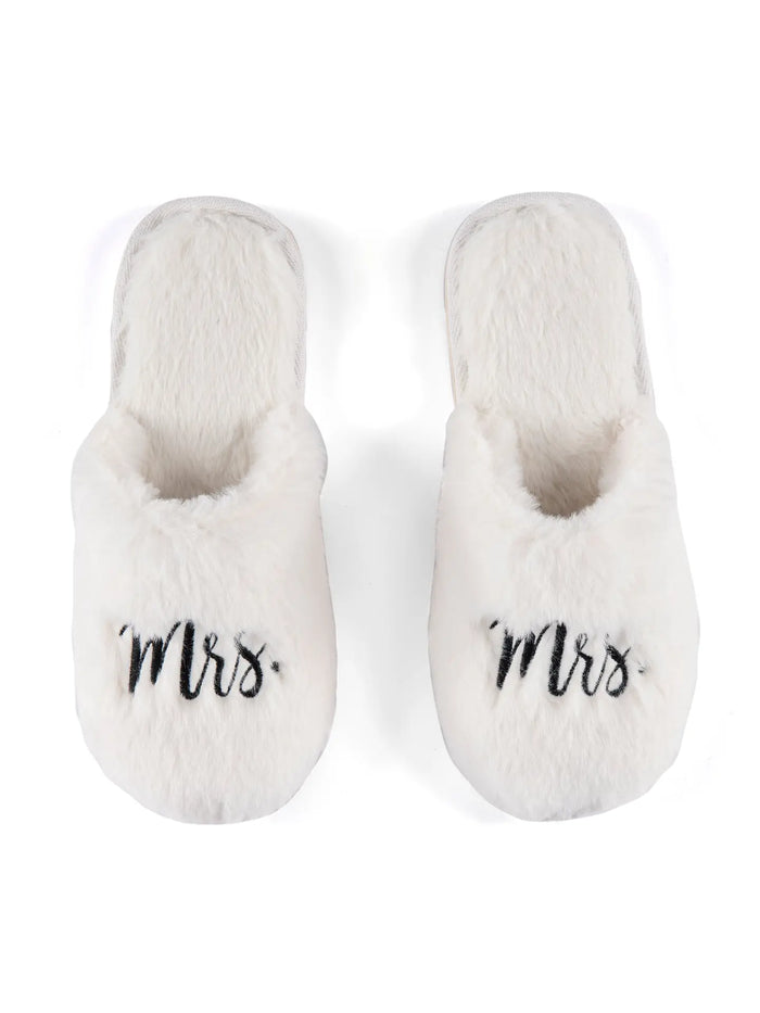 "Mrs" Bridal Slippers, Ivory