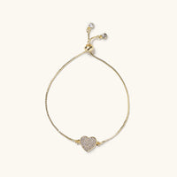 Gold Slider Bracelets Pave Heart