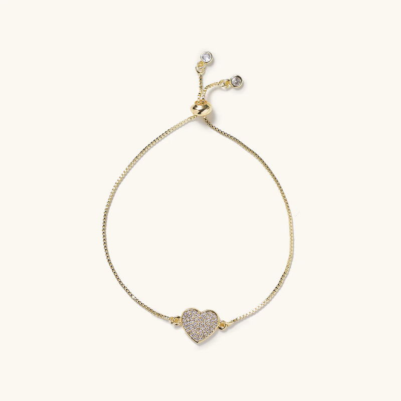 Gold Slider Bracelets Pave Heart