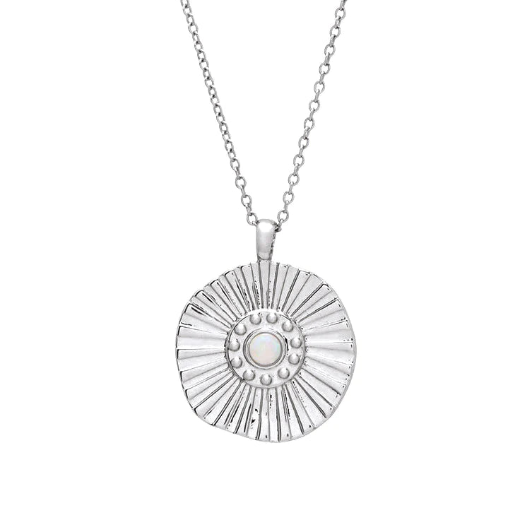 Opal Sunburst Pendant Silver