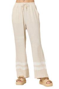 Oat Linen Blend Contrast Pant