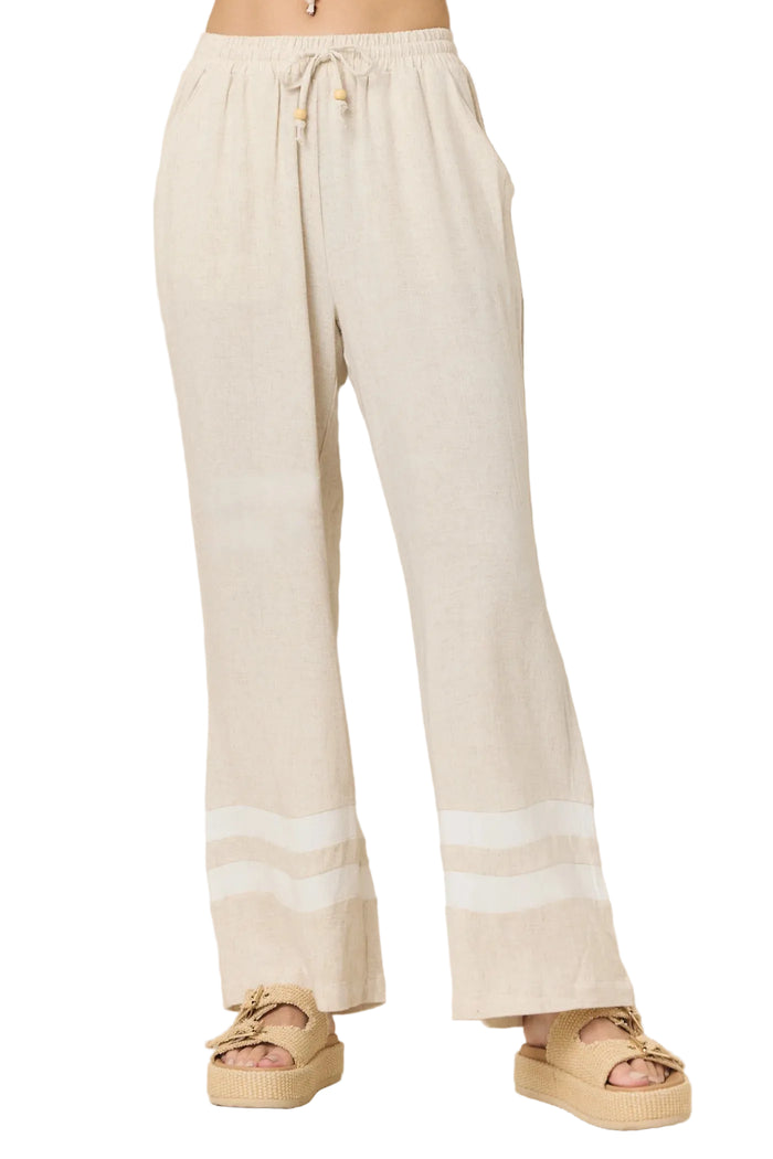 Oat Linen Blend Contrast Pant
