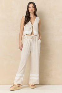 Oat Linen Blend Contrast Pant