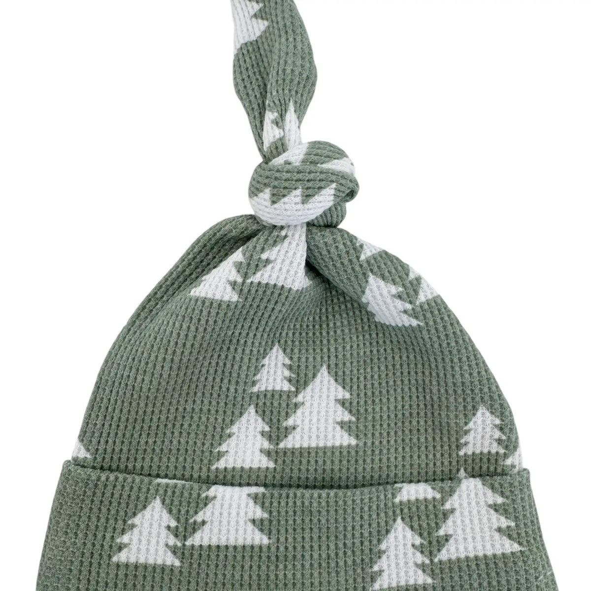 Organic Waffle Knot Beanie Alpine Trees