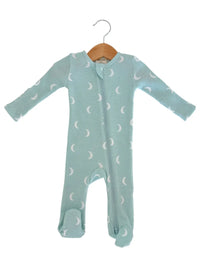 Organic Waffle 2-Way Zip Footie in Light Blue Moon