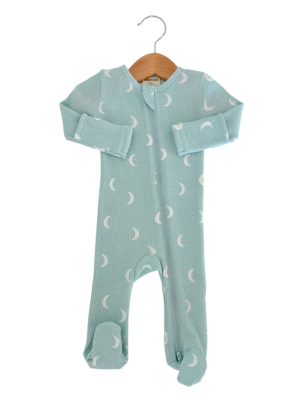 Organic Waffle 2-Way Zip Footie in Light Blue Moon
