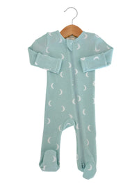 Organic Waffle 2-Way Zip Footie in Light Blue Moon