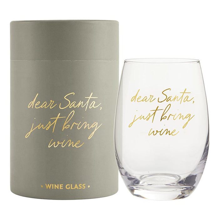 Stemless Wine Glass Dear Santa