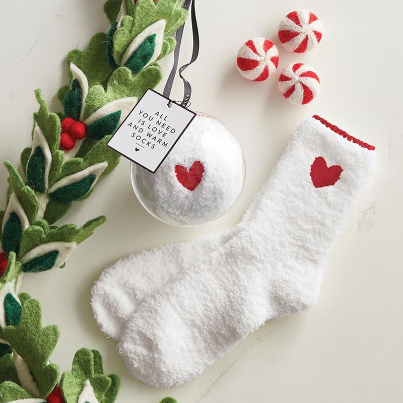 White and Red Sock Ornament