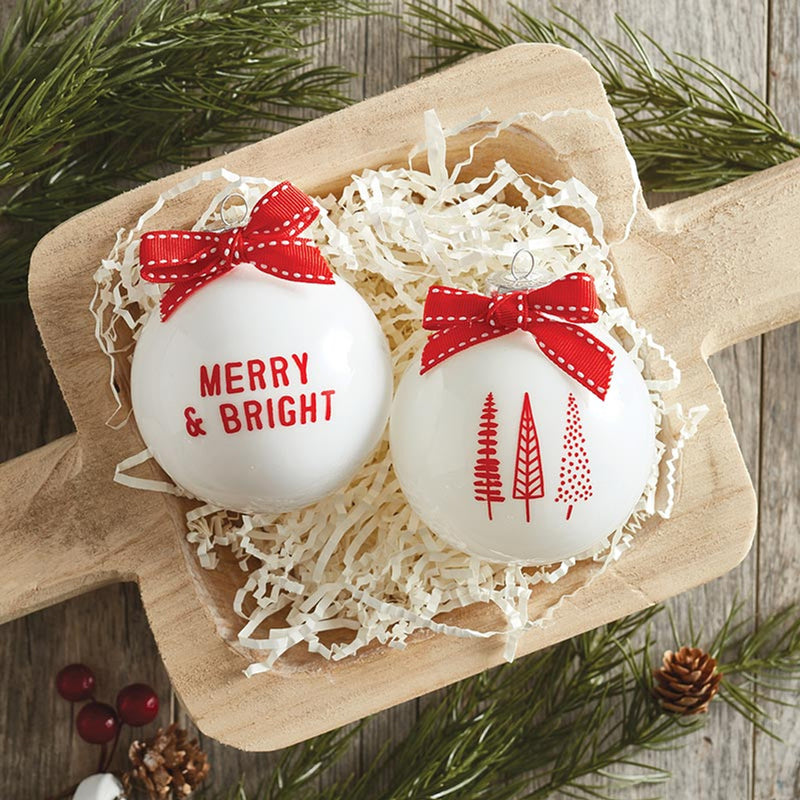 Set of 2 Ornaments Merry