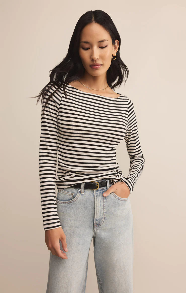 Pristine Striped Tee Black