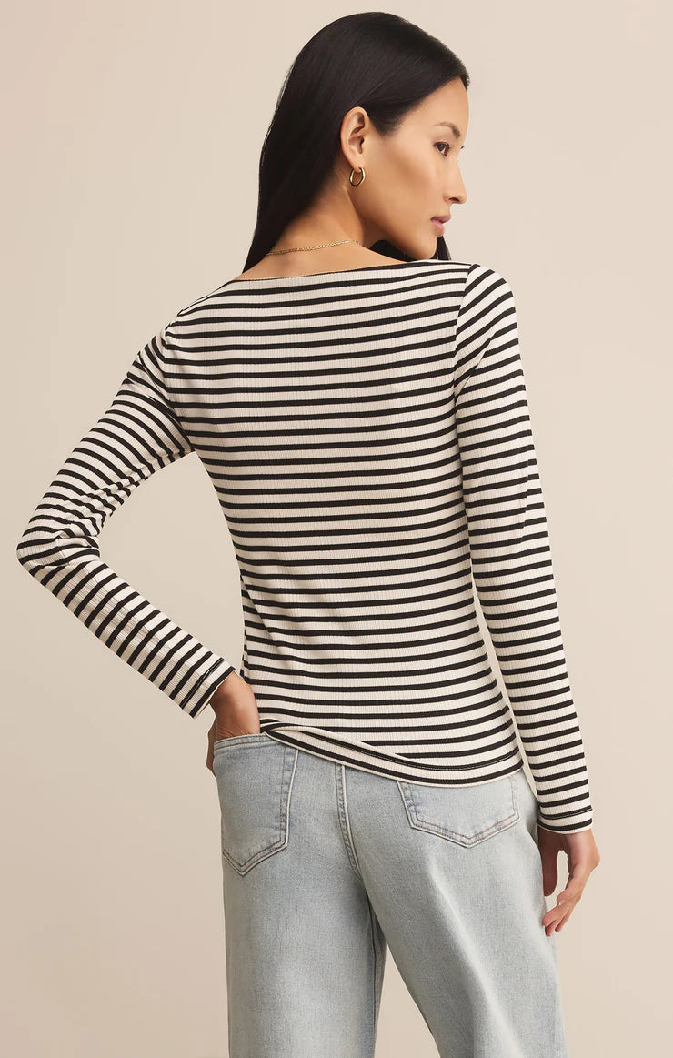 Pristine Striped Tee Black