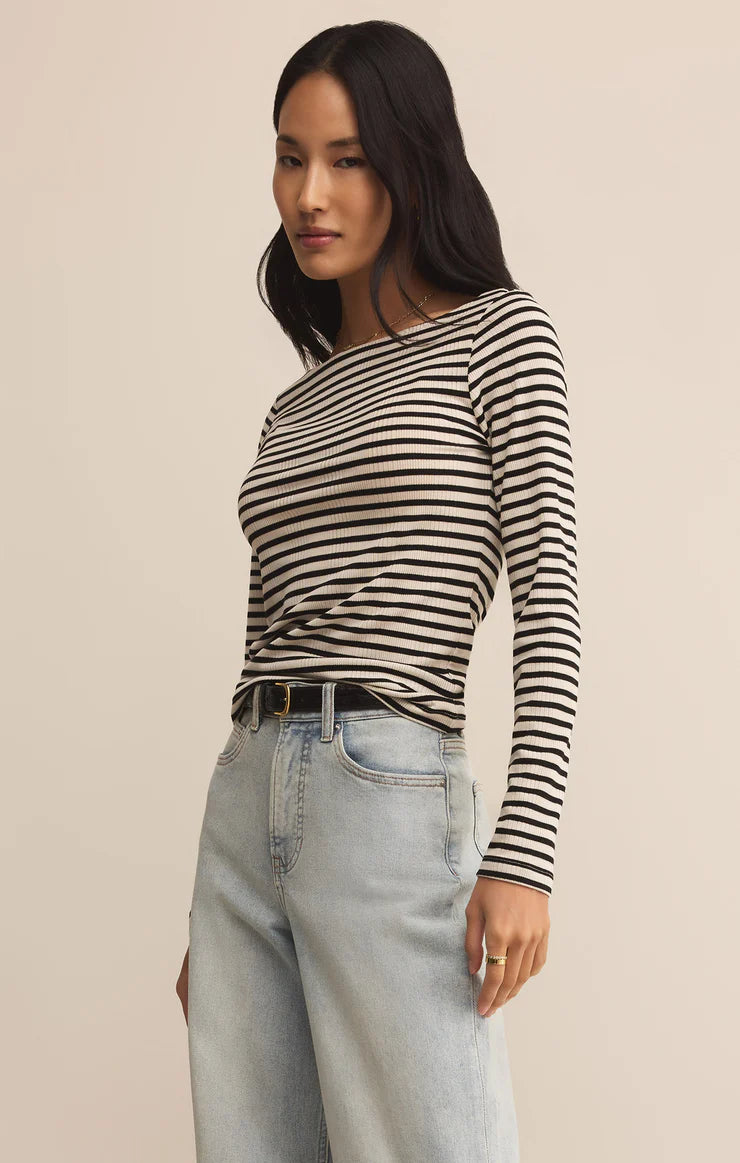 Pristine Striped Tee Black