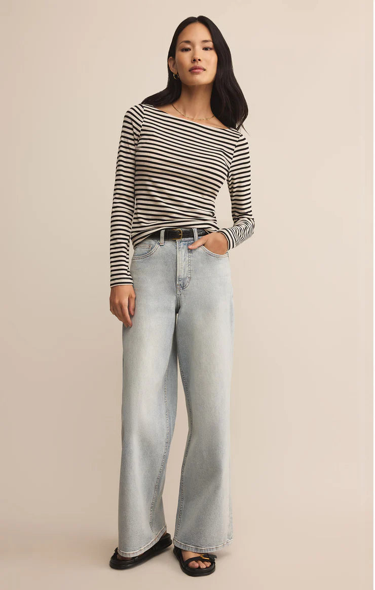 Pristine Striped Tee Black