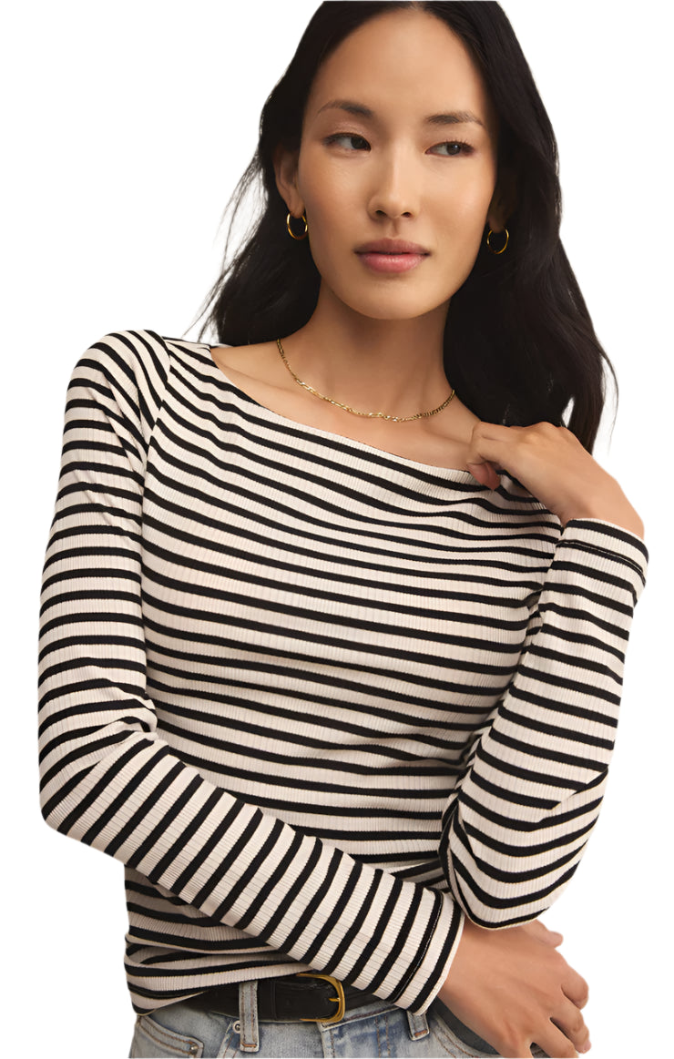 Pristine Striped Tee Black