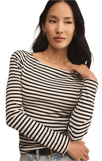 Pristine Striped Tee Black
