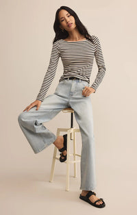 Pristine Striped Tee Black