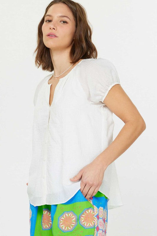 Puff Sleeve Button Down Blouse