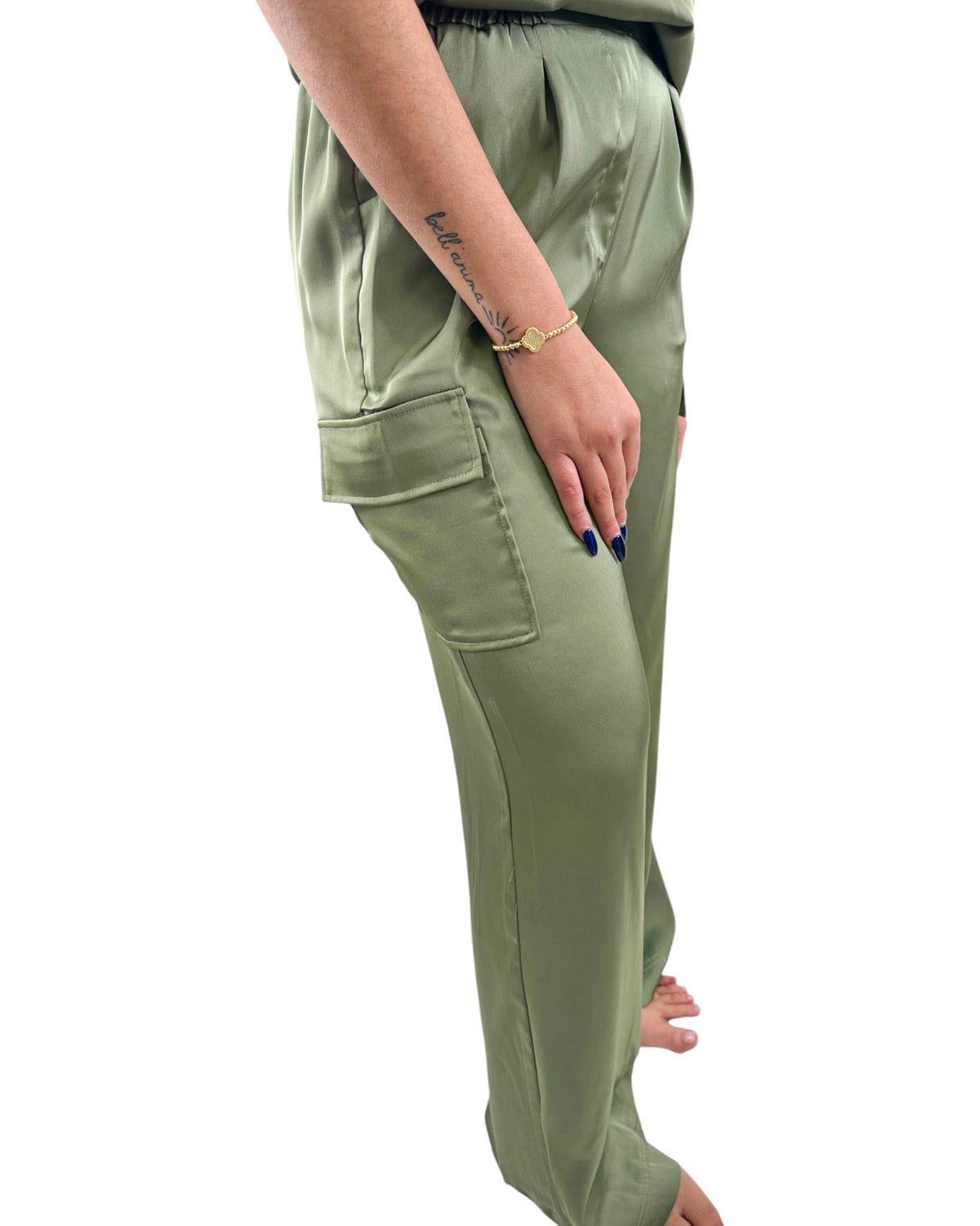 Pull on Satin Cargo Pant