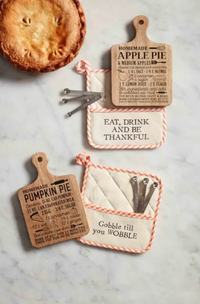 Apple Pie Board and Pot Holder Set