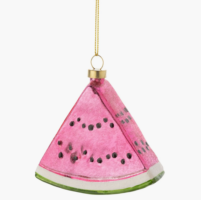 Glass watermelon slice ornament